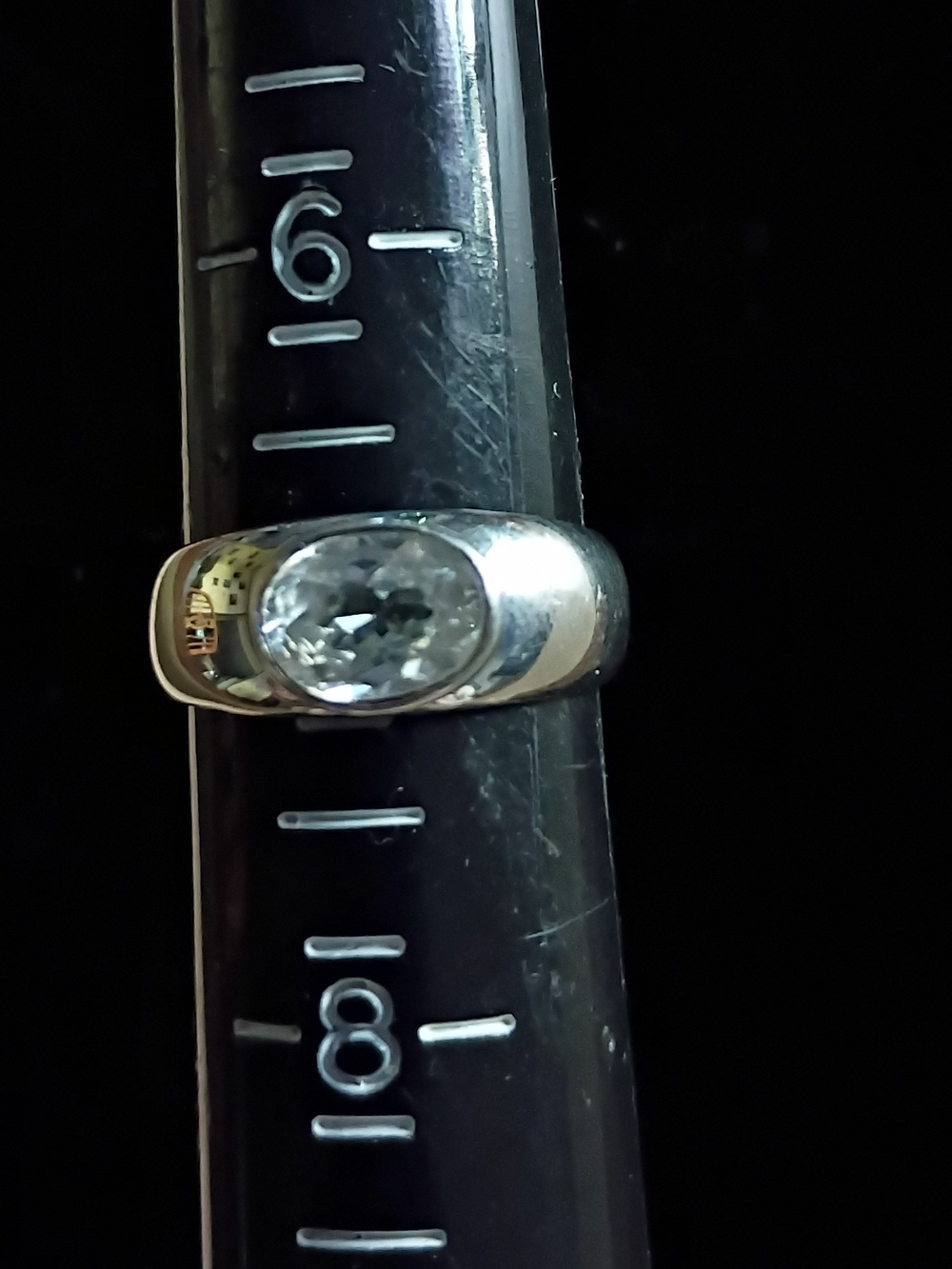 Vtg Rare Oval Diamond Simulant CZ Solitaire Ring sz 7 925 Sterling 4g Exc Cond! - Picture 6 of 10